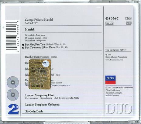 Il Messia - CD Audio di Sir Colin Davis,London Symphony Orchestra,Georg Friedrich Händel - 2
