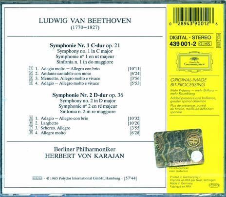 Sinfonie n.1, n.2 - CD Audio di Ludwig van Beethoven,Herbert Von Karajan,Berliner Philharmoniker - 2