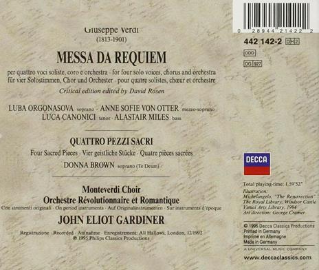Messa da Requiem - Quattro pezzi sacri - CD Audio di Giuseppe Verdi,John Eliot Gardiner,Orchestre Révolutionnaire et Romantique - 2