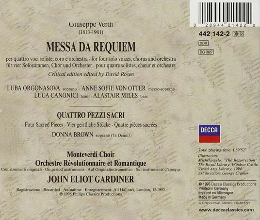Messa da Requiem - Quattro pezzi sacri - CD Audio di Giuseppe Verdi,John Eliot Gardiner,Orchestre Révolutionnaire et Romantique - 2