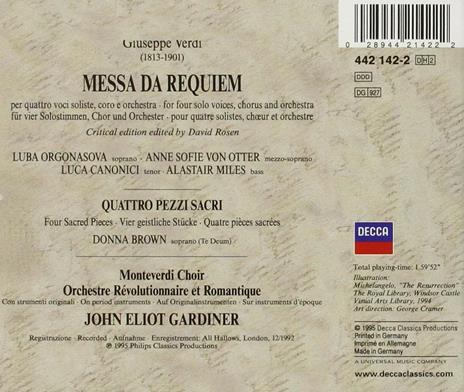Messa da Requiem - Quattro pezzi sacri - CD Audio di Giuseppe Verdi,John Eliot Gardiner,Orchestre Révolutionnaire et Romantique - 2
