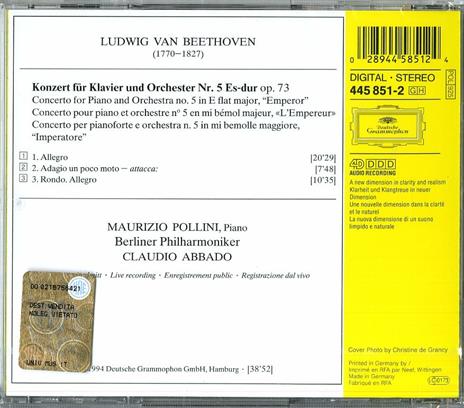 Concerto per pianoforte n.5 - CD Audio di Ludwig van Beethoven,Maurizio Pollini,Claudio Abbado,Berliner Philharmoniker - 2