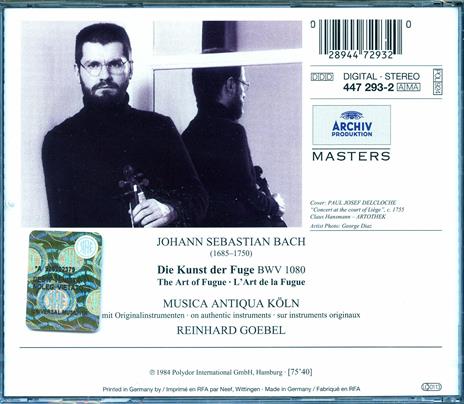 L'arte della fuga (Die Kunst der Fugue) - CD Audio di Johann Sebastian Bach,Reinhard Goebel,Musica Antiqua Köln - 2