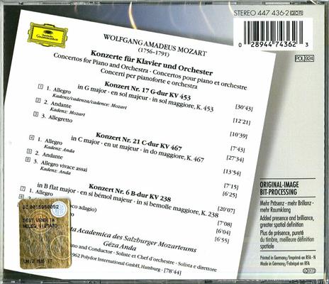 Concerti per pianoforte n.6, n.17, n.21 - CD Audio di Wolfgang Amadeus Mozart,Géza Anda,Camerata Academica Salzburg - 2