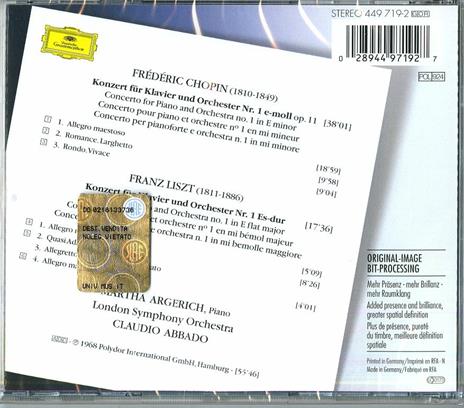Concerti per pianoforte - CD Audio di Frederic Chopin,Franz Liszt,Martha Argerich,Claudio Abbado,London Symphony Orchestra - 2