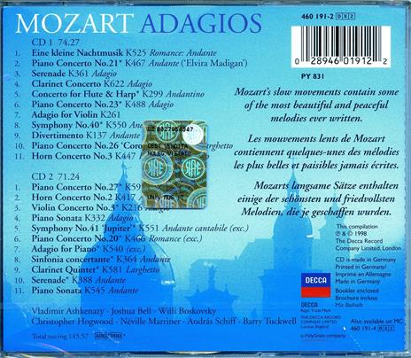 Mozart Adagios - CD Audio di Wolfgang Amadeus Mozart - 2