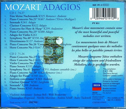 Mozart Adagios - CD Audio di Wolfgang Amadeus Mozart - 2