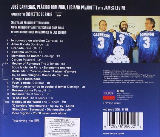 The Three Tenors. Paris 1998 - CD Audio di Placido Domingo,Luciano Pavarotti,José Carreras - 2