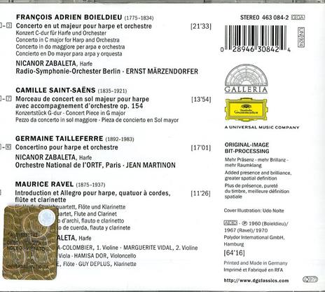 Concerti per arpa - CD Audio di Maurice Ravel,Camille Saint-Saëns,François-Adrien Boieldieu,Nicanor Zabaleta - 2