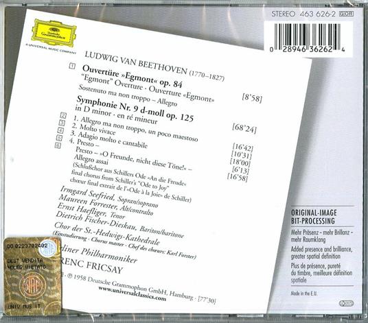 Sinfonia n.9 - Ouverture Egmont - CD Audio di Ludwig van Beethoven,Ferenc Fricsay,Berliner Philharmoniker - 2