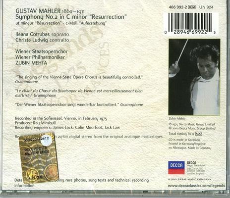 Sinfonia n.2 - CD Audio di Gustav Mahler,Zubin Mehta,Wiener Philharmoniker - 2
