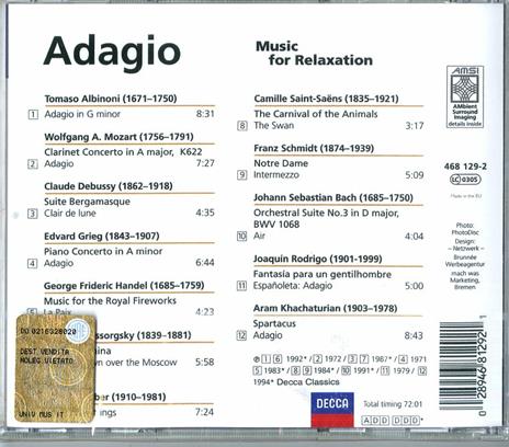 Adagio Music for Relaxation - CD Audio - 2