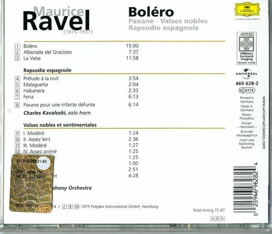 Boléro - Alborada del gracioso - La valse - Rapsodia spagnola - CD Audio di Maurice Ravel,Seiji Ozawa,Boston Symphony Orchestra - 2