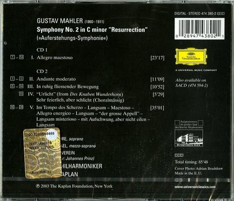 Sinfonia n.2 - CD Audio di Gustav Mahler,Wiener Philharmoniker,Gilbert Kaplan - 2