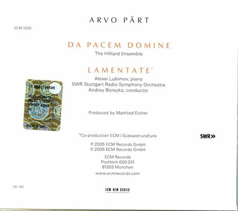 Lamentate - CD Audio di Arvo Pärt - 2