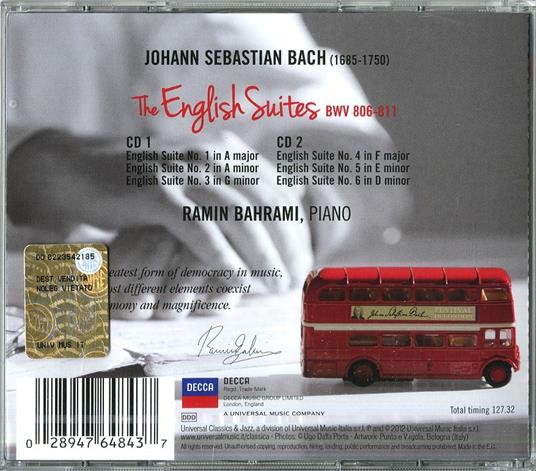 Suites inglesi - CD Audio di Johann Sebastian Bach,Ramin Bahrami - 2