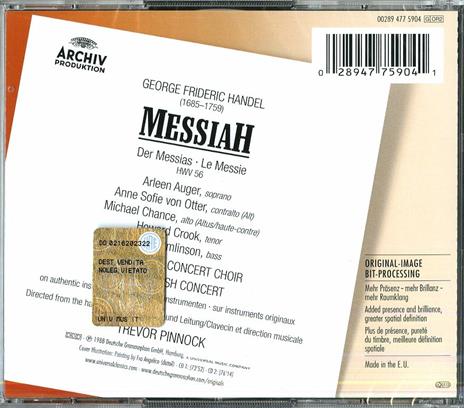 Il Messia - CD Audio di Anne Sofie von Otter,Arleen Auger,English Concert,Trevor Pinnock,Georg Friedrich Händel - 2