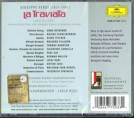 La Traviata - CD Audio di Giuseppe Verdi,Anna Netrebko,Thomas Hampson,Rolando Villazon,Wiener Philharmoniker,Carlo Rizzi - 2