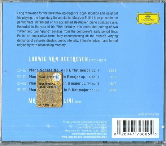 Sonate per pianoforte op.7, op.14, op.22 - CD Audio di Ludwig van Beethoven,Maurizio Pollini - 2