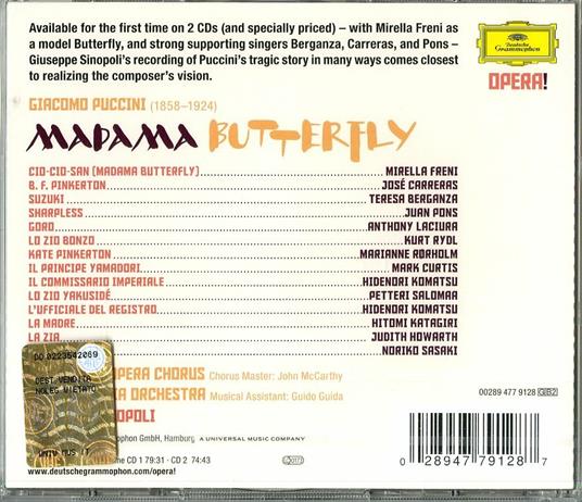 Madama Butterfly - CD Audio di Giacomo Puccini,Mirella Freni,Teresa Berganza,José Carreras,Giuseppe Sinopoli,Philharmonia Orchestra - 2