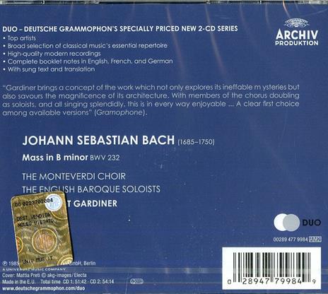 Messa in Si minore - CD Audio di Johann Sebastian Bach,John Eliot Gardiner,English Baroque Soloists,Monteverdi Choir - 2