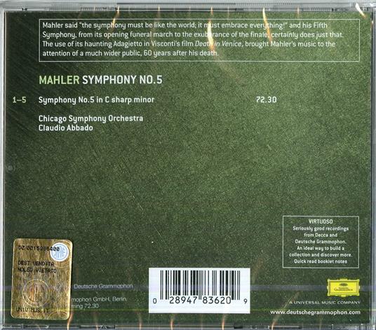 Sinfonia n.5 - CD Audio di Gustav Mahler,Claudio Abbado,Chicago Symphony Orchestra - 2