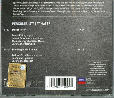 Stabat Mater - CD Audio di Giovanni Battista Pergolesi,Christopher Hogwood,Academy of Ancient Music,Emma Kirkby,James Bowman - 2