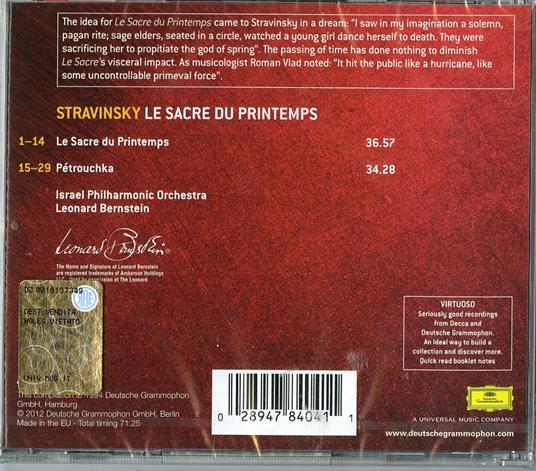 La sagra della primavera - Petrouchka - CD Audio di Leonard Bernstein,Igor Stravinsky,Israel Philharmonic Orchestra - 2