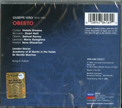 Oberto - CD Audio di Giuseppe Verdi,Neville Marriner,Samuel Ramey,Maria Guleghina,Violeta Urmana,Academy of St. Martin in the Fields - 2