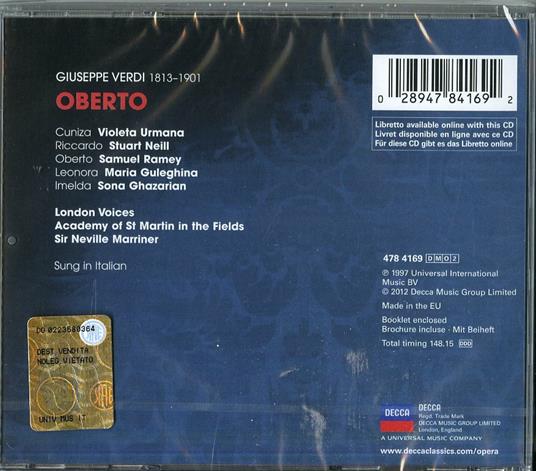 Oberto - CD Audio di Giuseppe Verdi,Neville Marriner,Samuel Ramey,Maria Guleghina,Violeta Urmana,Academy of St. Martin in the Fields - 2