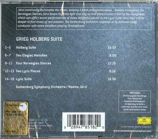 Holberg Suite - Suite lirica - CD Audio di Edvard Grieg,Neeme Järvi,Göteborg Symphony Orchestra - 2