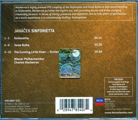 Sinfonietta - Taras Bulba - CD Audio di Leos Janacek,Sir Charles Mackerras,Wiener Philharmoniker - 2