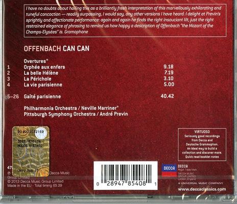 Can Can - Gaité Parisienne - Ouvertures - CD Audio di Jacques Offenbach,André Previn,Neville Marriner,Philharmonia Orchestra,Pittsburgh Symphony Orchestra - 2