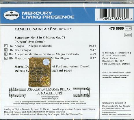 Sinfonia n.3 (Remastered Edition) - CD Audio di Camille Saint-Saëns,Marcel Dupré,Paul Paray,Detroit Symphony Orchestra - 2