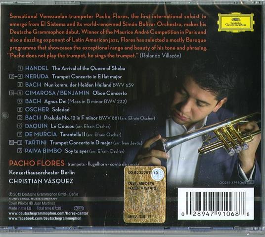 Cantar. Concerti barocchi per tromba - CD Audio di Orchestra del Konzerthaus di Berlino,Pacho Flores,Christian Vasquez - 2