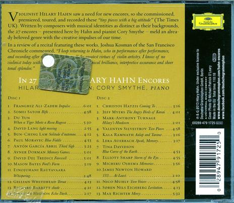 In 27 Pieces. The Hilary Hahn Encores - CD Audio di Hilary Hahn - 2