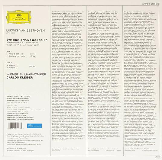 Sinfonia n.5 - Vinile LP di Ludwig van Beethoven,Carlos Kleiber,Wiener Philharmoniker - 2