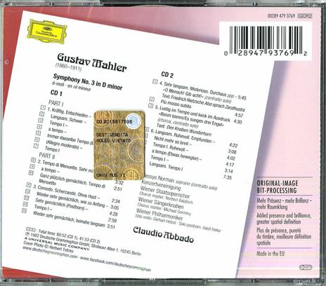 Sinfonia n.3 (The Originals 20th Anniversary) - CD Audio di Gustav Mahler,Jessye Norman,Claudio Abbado,Wiener Philharmoniker - 2