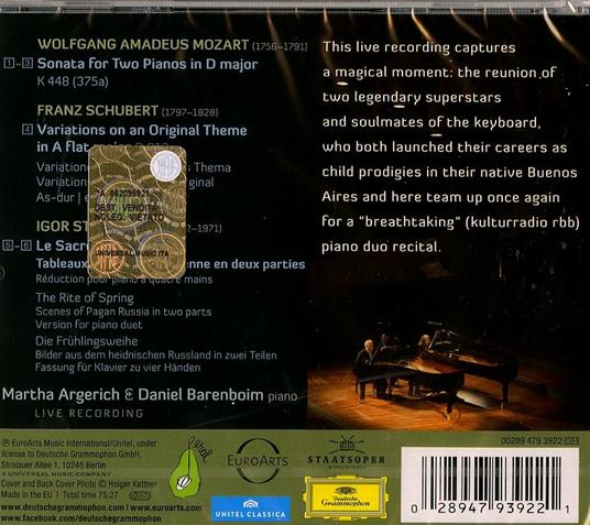 Duetti per pianoforte - CD Audio di Wolfgang Amadeus Mozart,Franz Schubert,Igor Stravinsky,Martha Argerich,Daniel Barenboim - 2