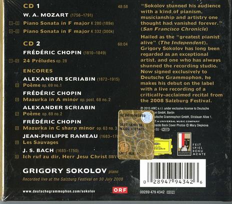 The Salzburg Recital - CD Audio di Grigory Sokolov - 2