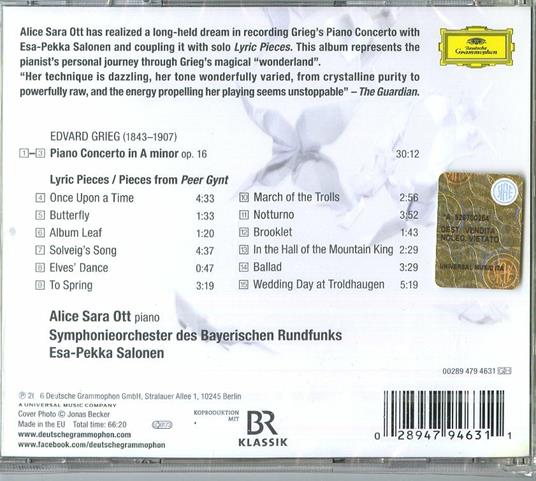 Wonderland. Concerto per pianoforte, selezione dai Pezzi Lirici e Peer Gynt Suite - CD Audio di Edvard Grieg,Alice Sara Ott - 2