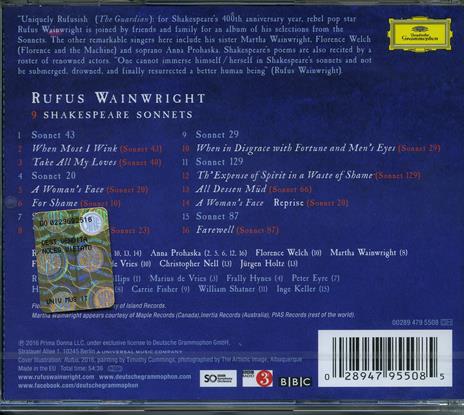 Take All My Loves. Shakespeare Sonnets - CD Audio di Rufus Wainwright - 2