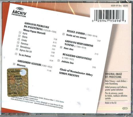 Missa Pape Marcelli - CD Audio di Giovanni Pierluigi da Palestrina,Simon Preston,Westminster Abbey Choir - 2