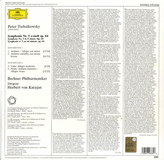 Sinfonia n.5 - Vinile LP di Pyotr Ilyich Tchaikovsky,Herbert Von Karajan,Berliner Philharmoniker - 2