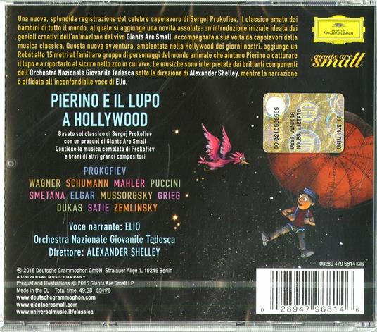 Pierino e il lupo a Hollywood (Voce narrante: Elio) - CD Audio di Sergei Prokofiev,Orchestra Nazionale Giovanile Tedesca,Alexander Shelley,Elio - 2