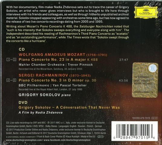 Concerti per pianoforte - CD Audio + DVD di Wolfgang Amadeus Mozart,Sergei Rachmaninov,Grigory Sokolov - 2