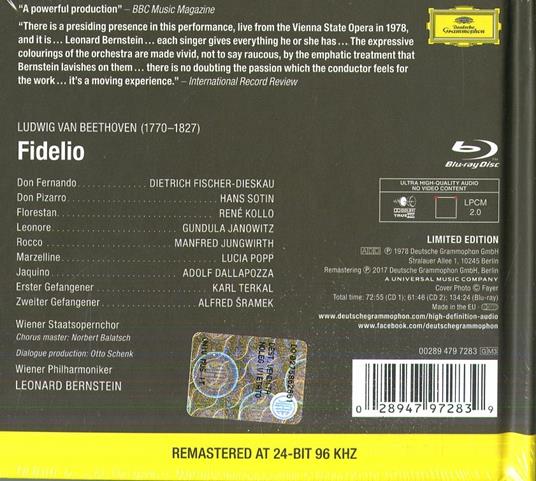 Fidelio - CD Audio + Blu-Ray Audio di Ludwig van Beethoven,Leonard Bernstein,Gundula Janowitz,René Kollo,Dietrich Fischer-Dieskau,Lucia Popp,Wiener Philharmoniker - 2