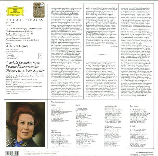 Morte e trasfigurazione - Ultimi 4 Lieder - Vinile LP di Richard Strauss,Herbert Von Karajan,Berliner Philharmoniker - 2