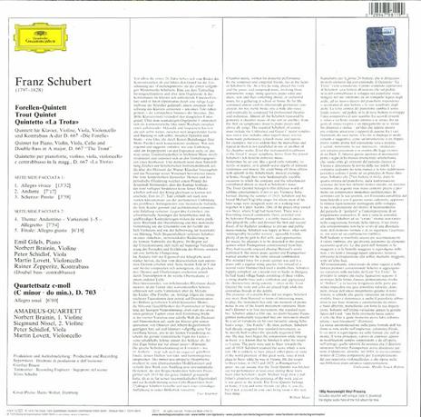 Quintetti per archi (180 gr. + Voucher Download) - Vinile LP di Franz Schubert,Amadeus Quartet,Emil Gilels - 2