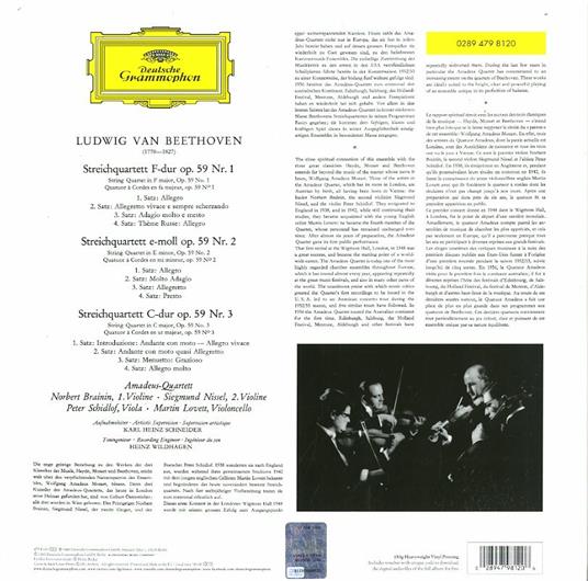 Quartetti per archi op.59 n.1, n.2, n.3 (180 gr. + Voucher Download) - Vinile LP di Ludwig van Beethoven,Amadeus Quartet - 2